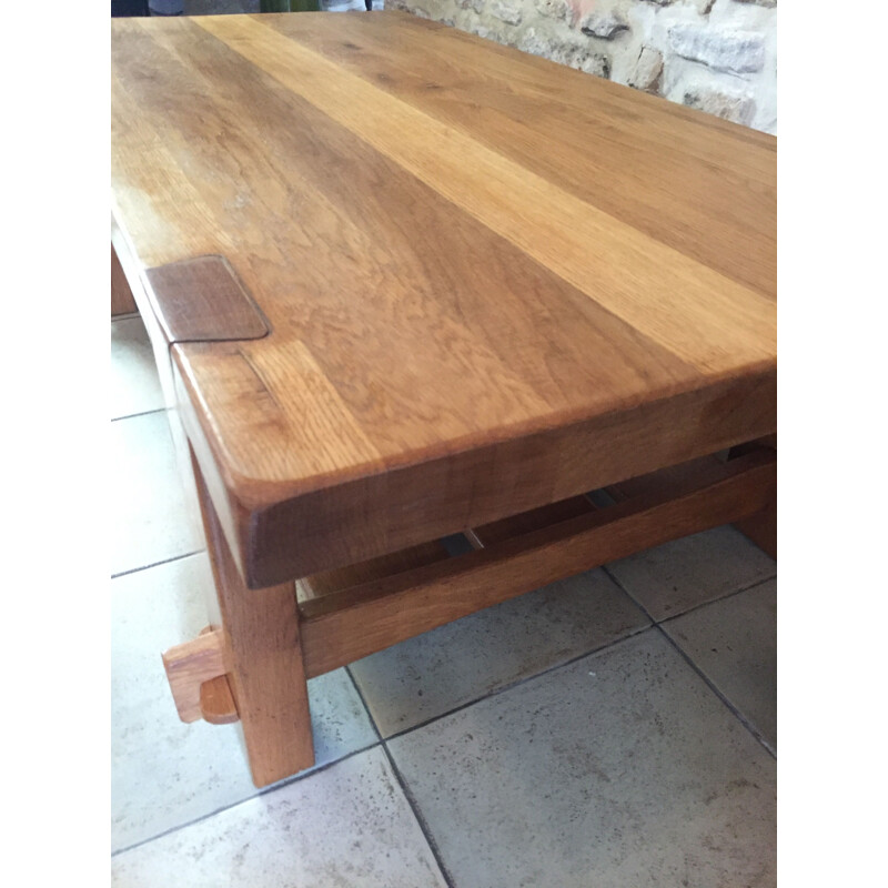 Vintage 2 tier coffee table in solid elm by Pierre Chapo, 1960