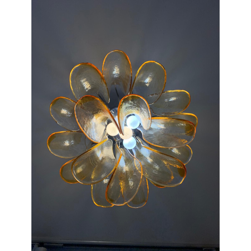 Vintage chandelier in petal and Murano glass by Paolo Venini