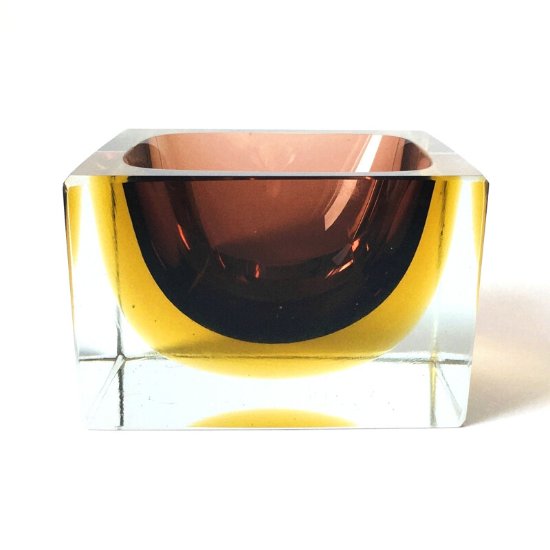 Vintage Sommerso pocket tray in Murano glass by Flavio Poli for Seguso, 1970s