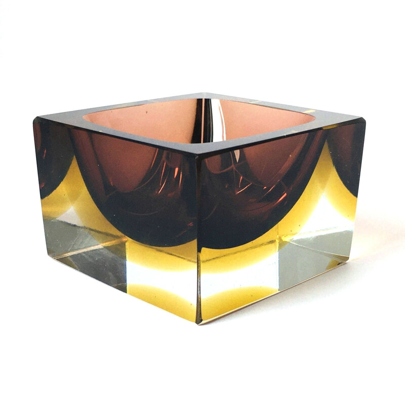 Vintage Sommerso pocket tray in Murano glass by Flavio Poli for Seguso, 1970s
