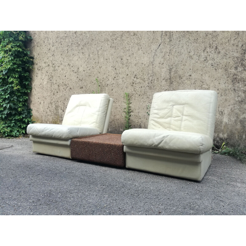 Pair of vintage leather armchairs by Steiner, France 1970