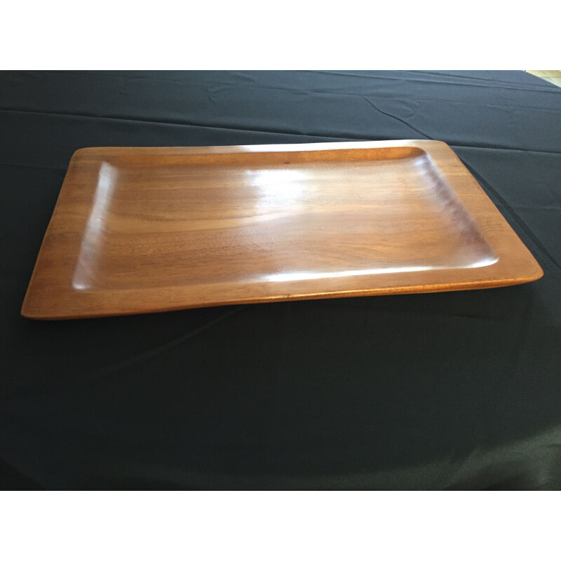 Vintage rectangular tray in exotic wood by Alexandre Noll, 1950