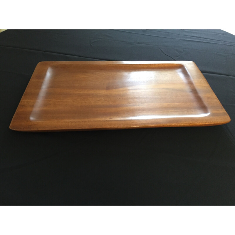 Vintage rectangular tray in exotic wood by Alexandre Noll, 1950