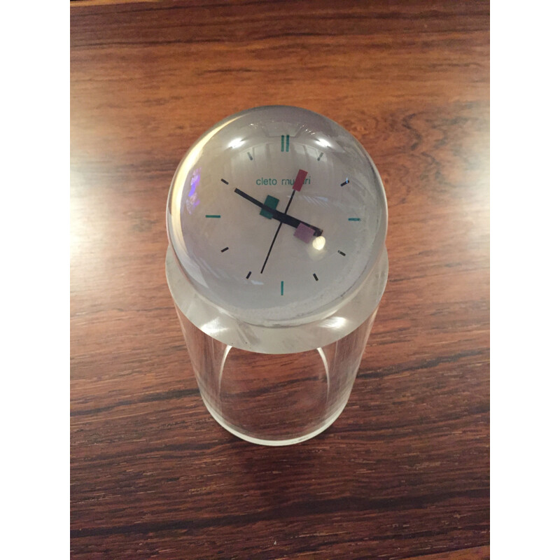 Relógio de plexiglass esférico Munari Cleto, 1970-1980
