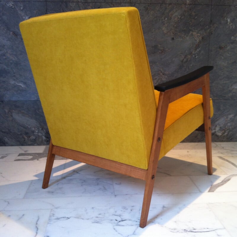 Soviet armchair yellow and black armrests - 1960s