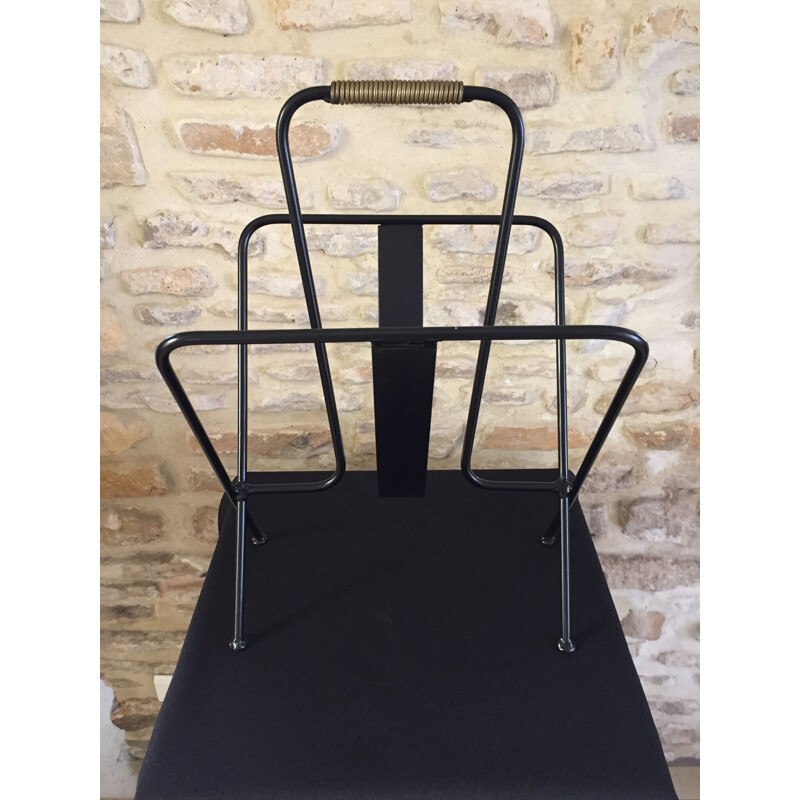 Mid century black magazine rack by Jacques Adnet