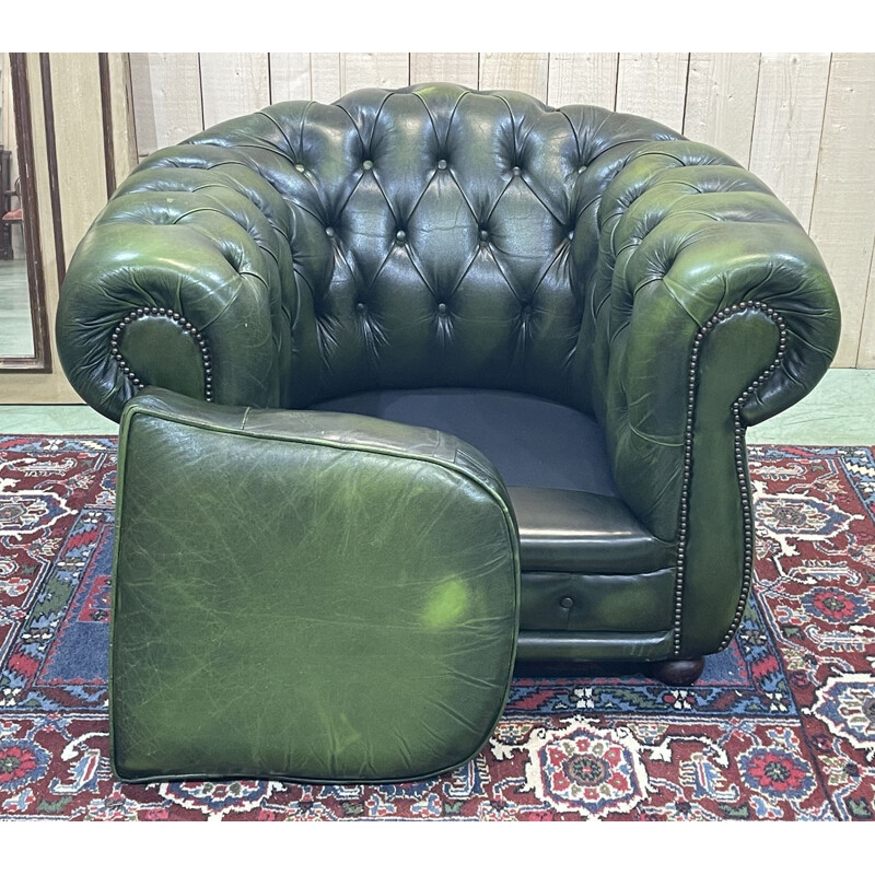 Vintage Chesterfield leather armchair, 1970
