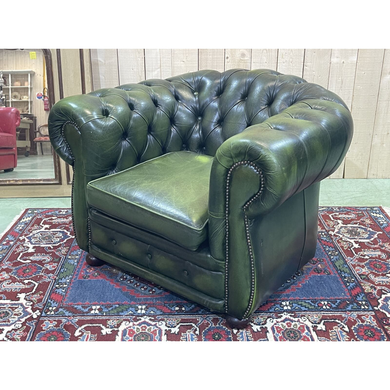 Fauteuil vintage Chesterfield en cuir, 1970