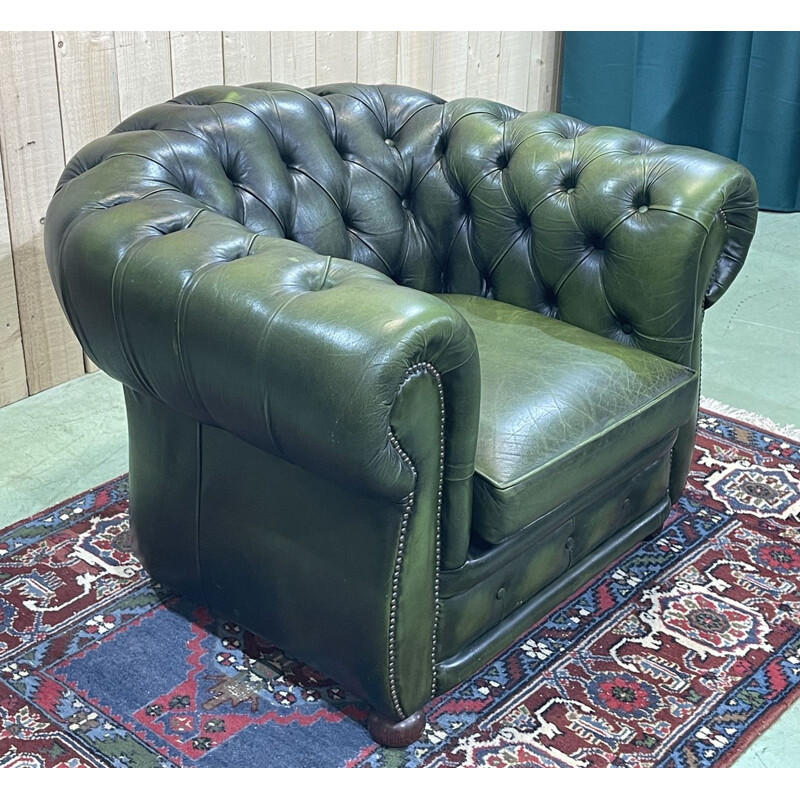 Vintage Chesterfield leather armchair, 1970