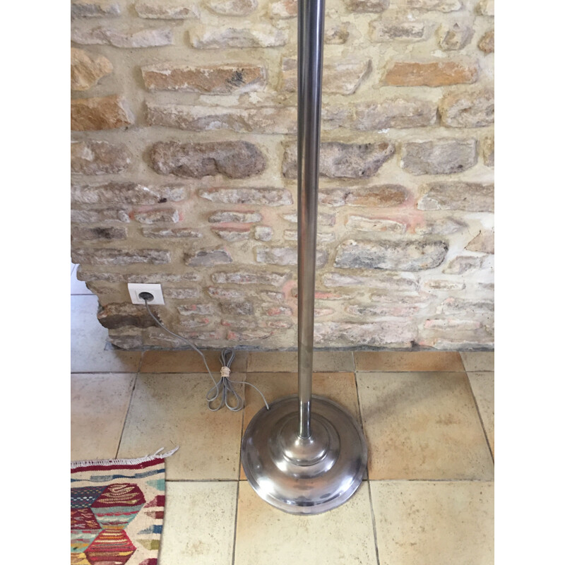 Vintage Art Deco nickel-plated metal floor lamp, 1930