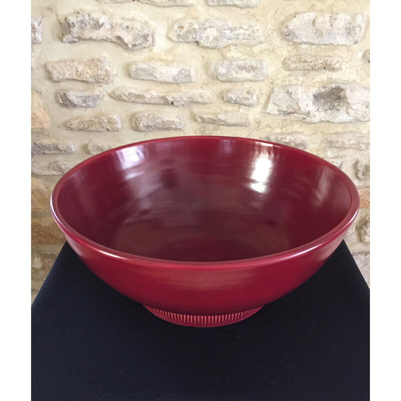 Vintage bowl with red glaze by Pol Chambost, France