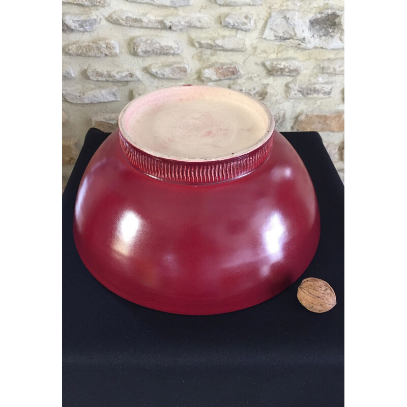 Vintage bowl with red glaze by Pol Chambost, France