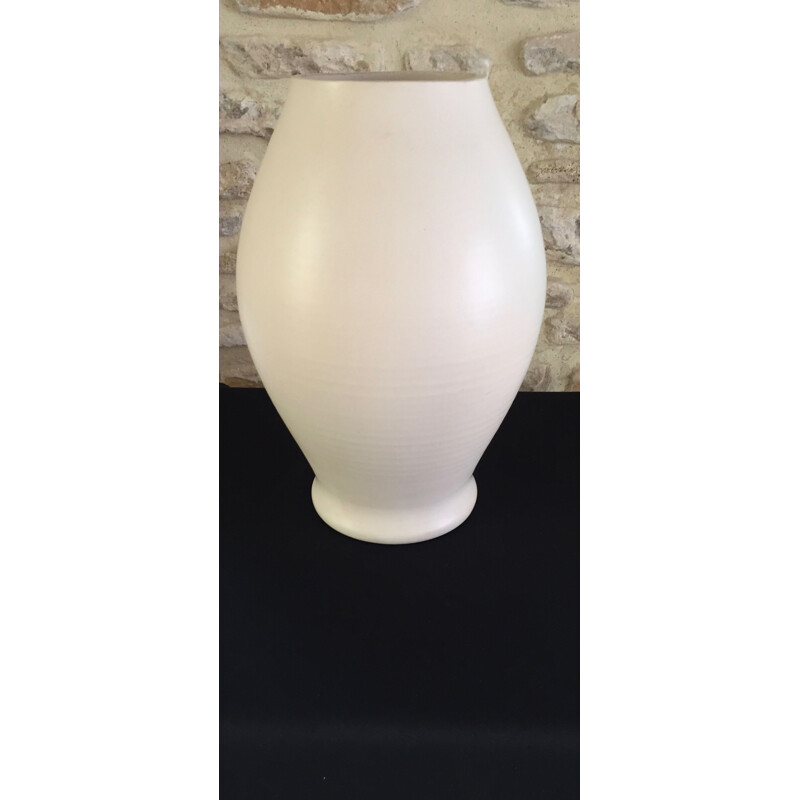 Mid century white ceramic vase by Pol Chambost, France