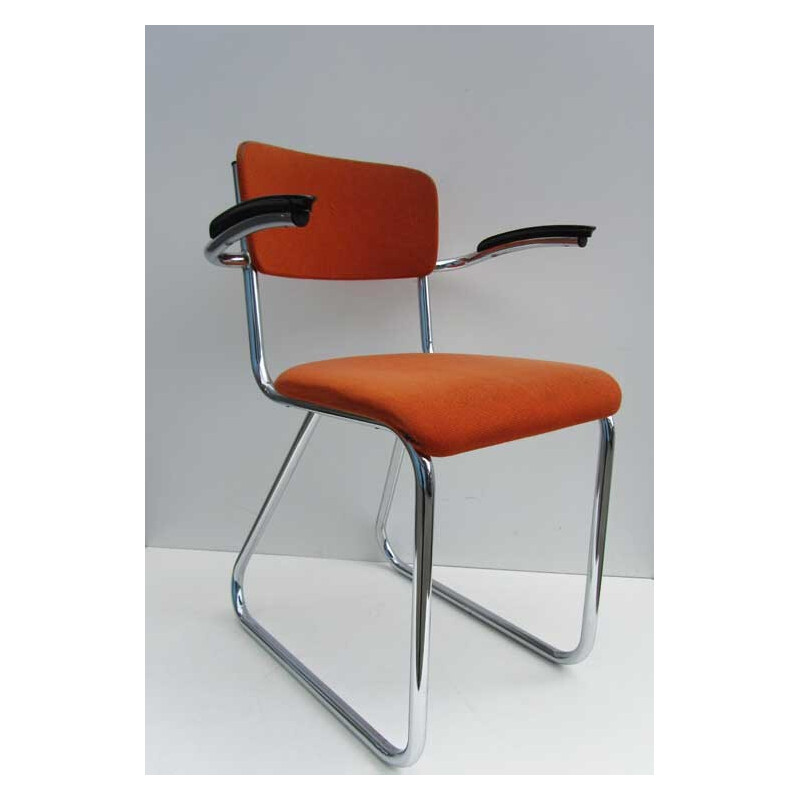 Fana Rotterdam office chair in bakelite and orange fabric, Paul SCHUITEMA - 1940s