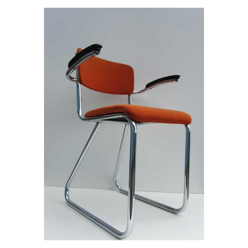 Fana Rotterdam office chair in bakelite and orange fabric, Paul SCHUITEMA - 1940s