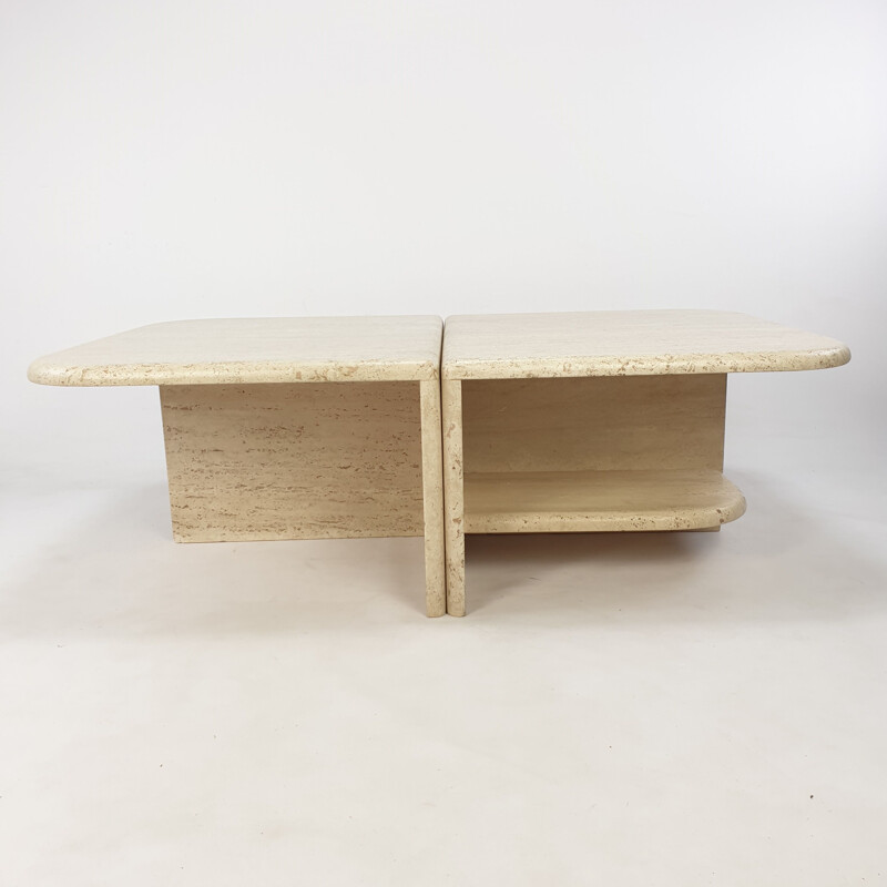 Mid-century Italian travertine coffee table, 1980s