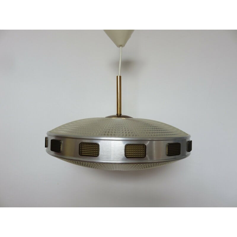 Vintage polycarbonate and brass "rotaflex" pendant lamp, 1960