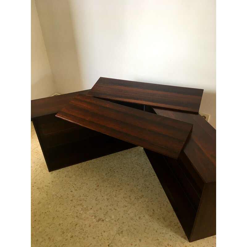 Pair of Scandinavian rosewood wall shelves, 1960