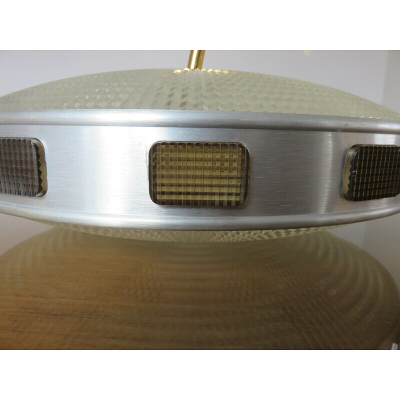 Vintage polycarbonate and brass "rotaflex" pendant lamp, 1960