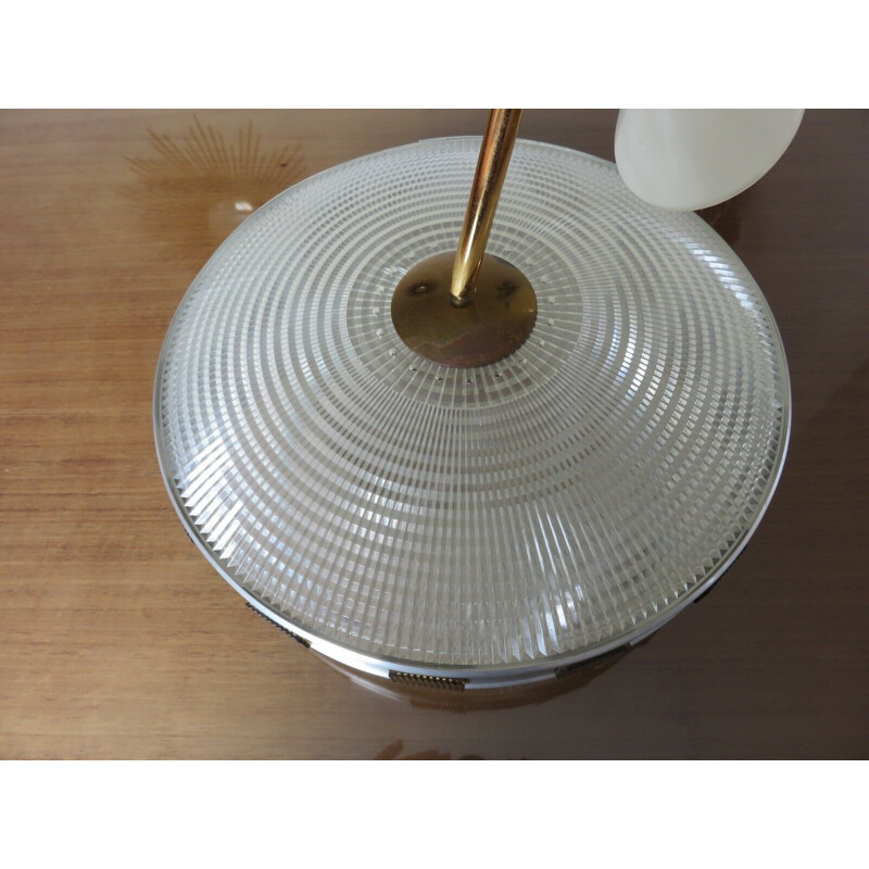 Vintage polycarbonate and brass "rotaflex" pendant lamp, 1960