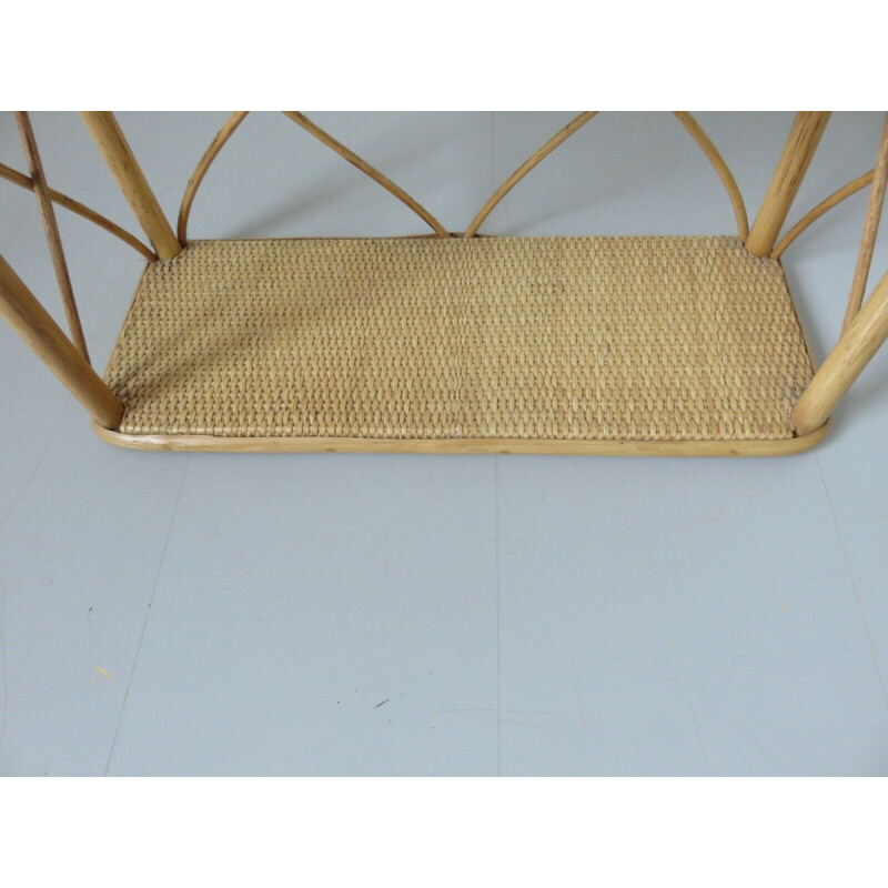 Rattan and bamboo vintage shelf, 1960-1970