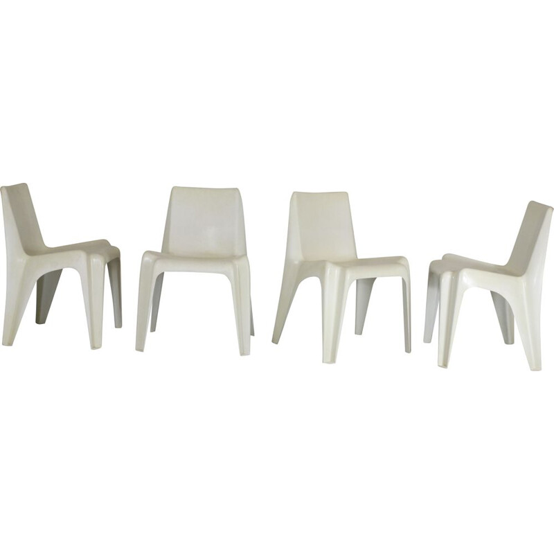 Set of 4 vintage Bofinger chairs in fiberglass and resin by Helmut Battzner, 1970