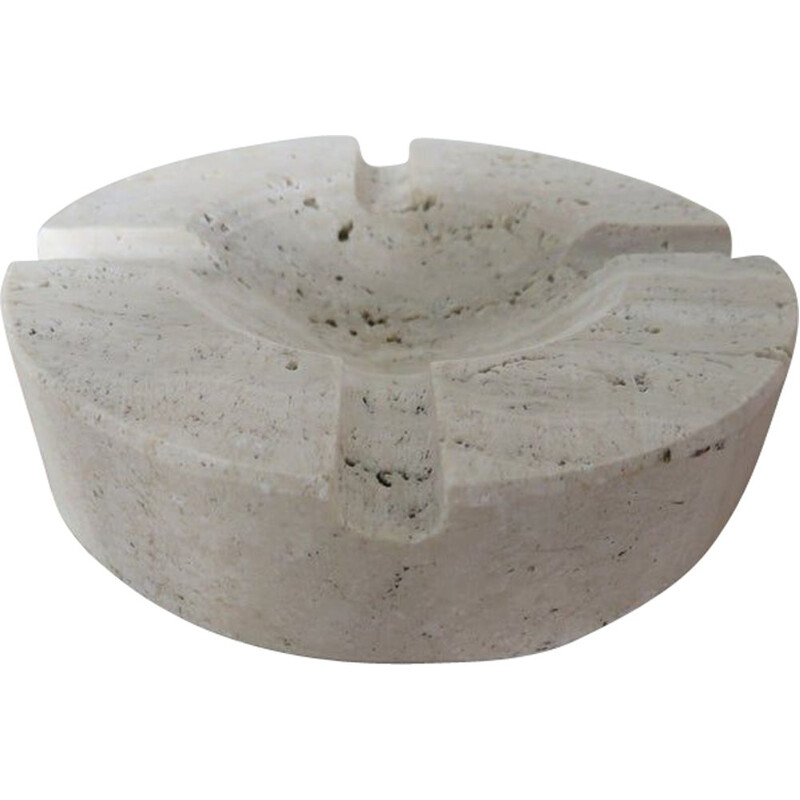 Mid century round ashtray in travertine, 1970s