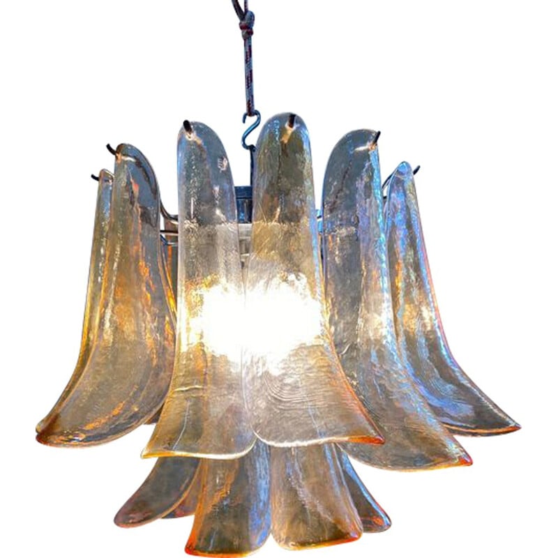 Vintage chandelier in petal and Murano glass by Paolo Venini