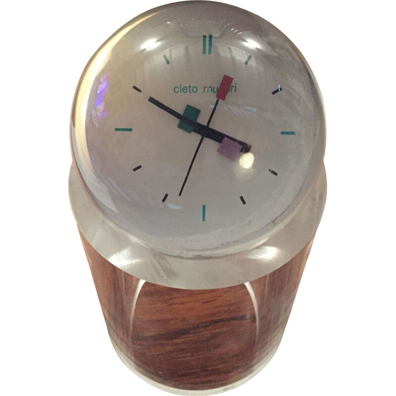 Vintage spherical clock in Plexiglas by Munari Cleto, 1970-1980