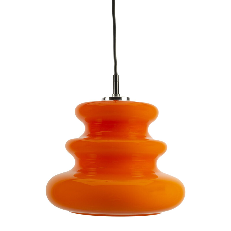 Mid century orange glass "Spring" pendant lamp for Peil & Putzler