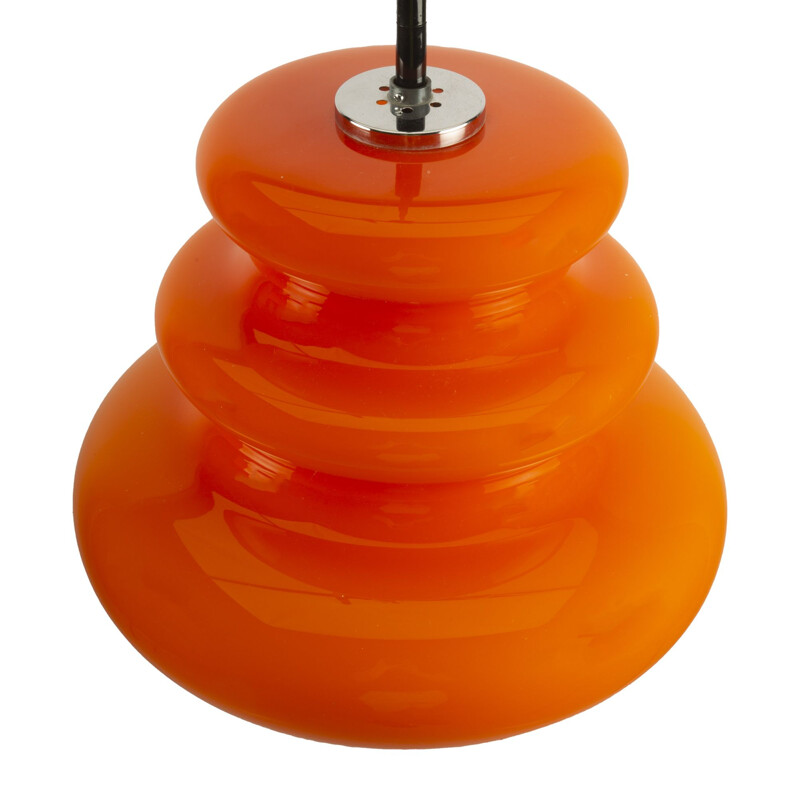 Suspension vintage "Spring" en verre orange pour Peil & Putzler