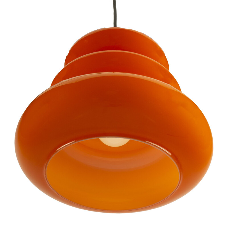 Mid century orange glass "Spring" pendant lamp for Peil & Putzler