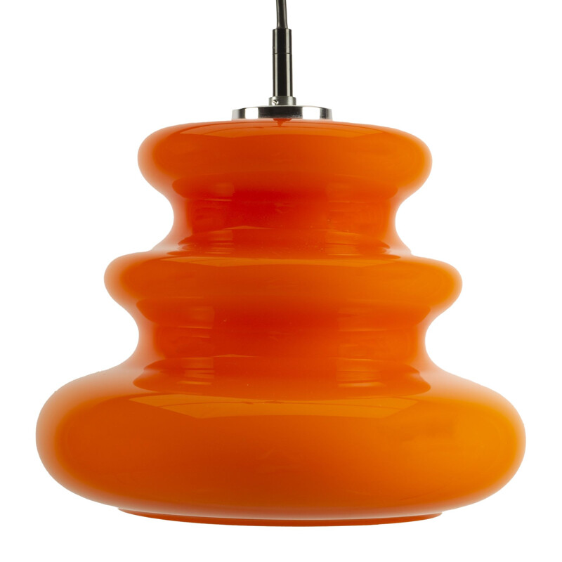 Mid century orange glass "Spring" pendant lamp for Peil & Putzler