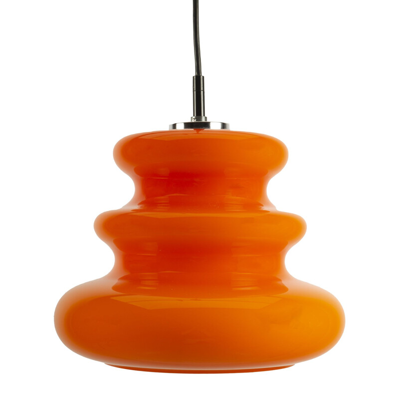 Mid century orange glass "Spring" pendant lamp for Peil & Putzler
