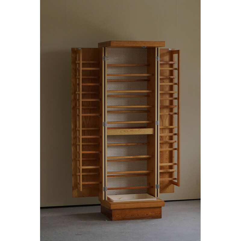 Mid century cubist cabinet in pine, 1980s