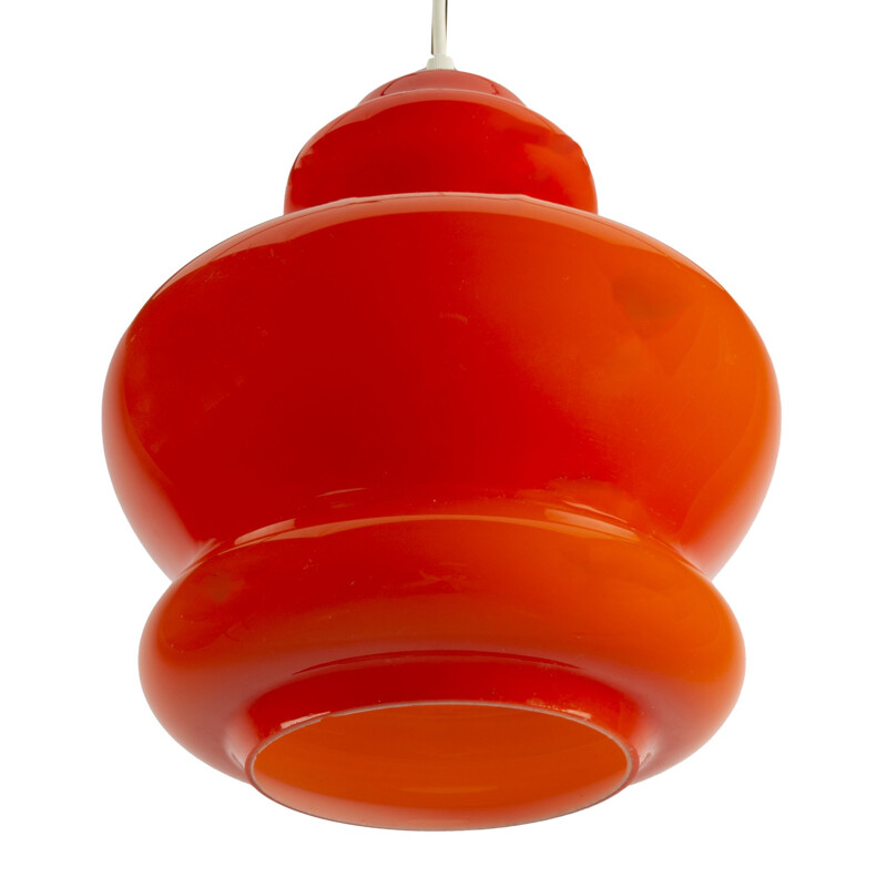 Mid century orange glass pendant lamp for Peil & Putzler