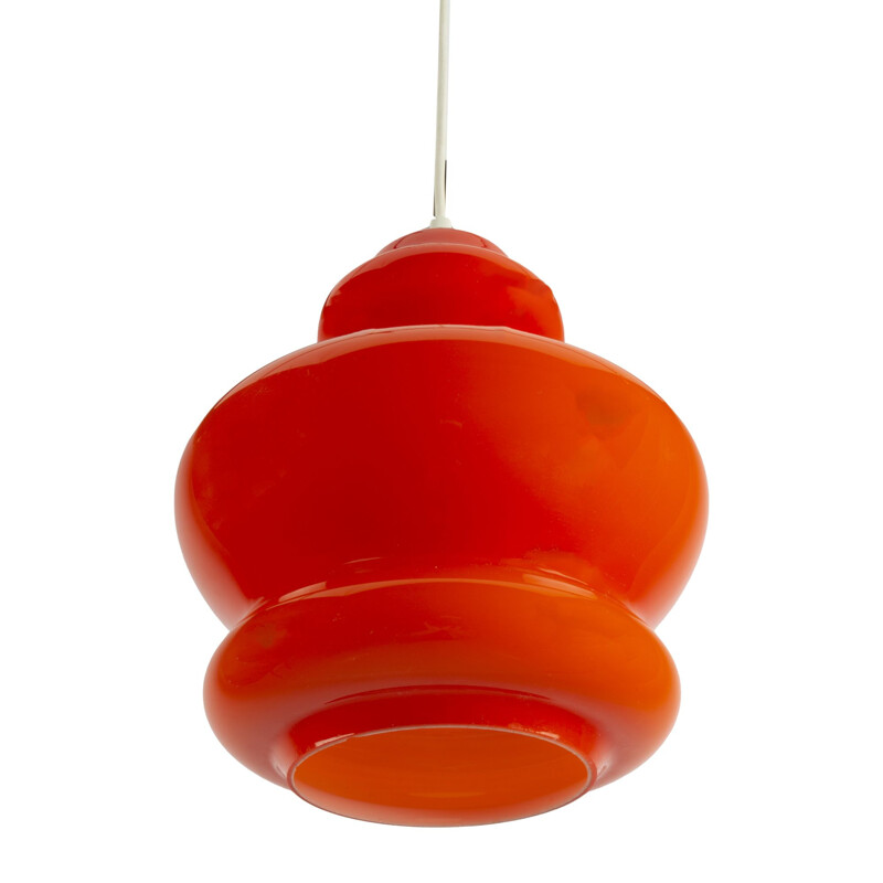 Mid century orange glass pendant lamp for Peil & Putzler