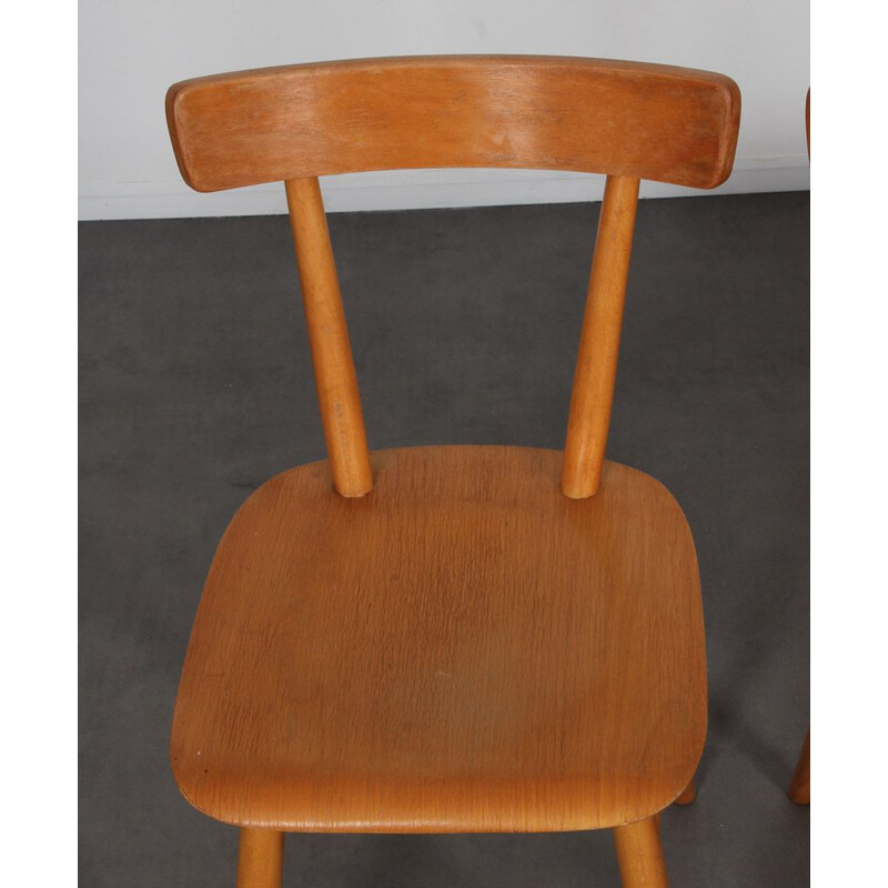 Ensemble de 3 chaises vintage par Ton, 1960