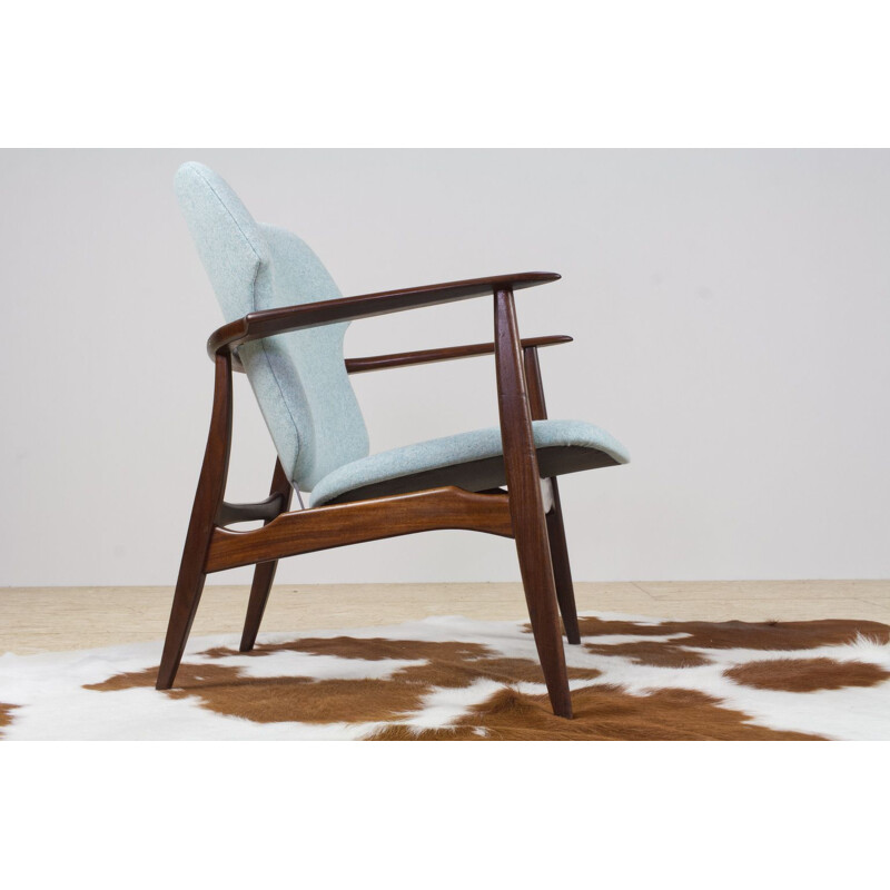 Vintage armchair model Tolga in teak and felt-wool by Van Teeffelen for WeBe, Holland 1955