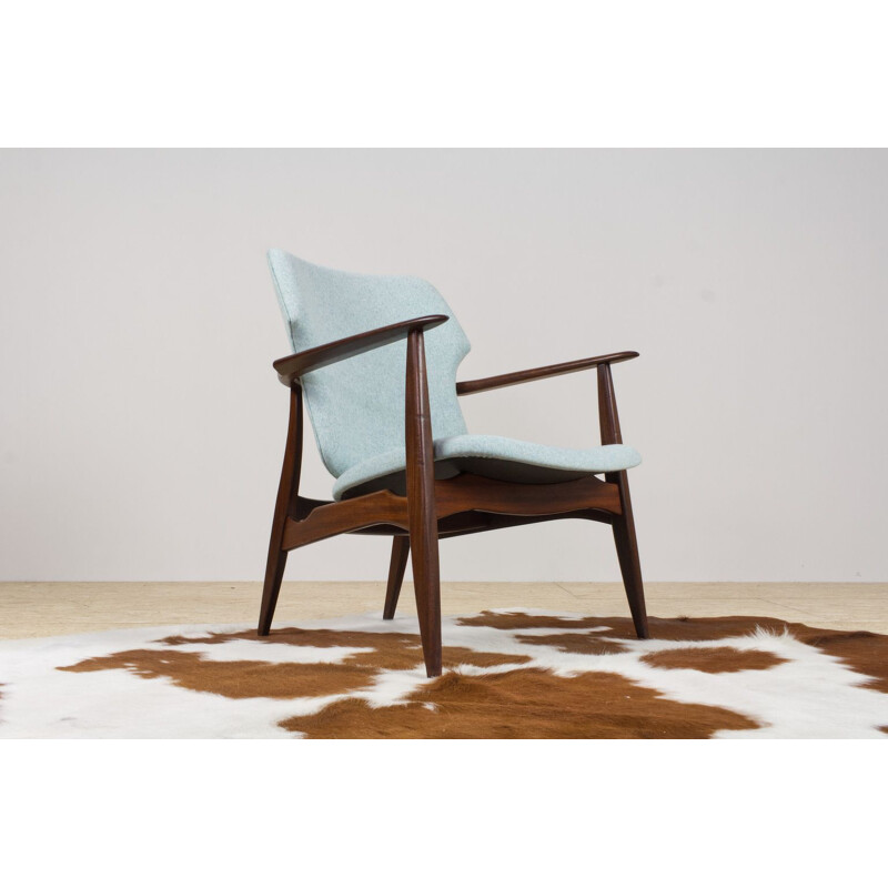 Vintage armchair model Tolga in teak and felt-wool by Van Teeffelen for WeBe, Holland 1955