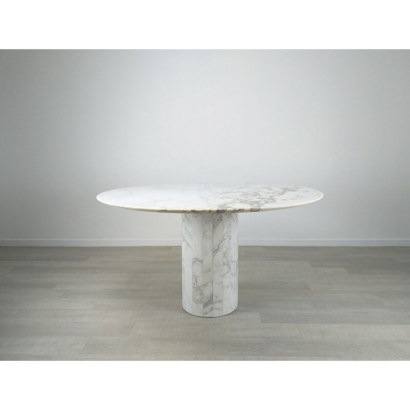 Table ronde vintage en marbre par Jean Charles pour Roche Bobois, 1970