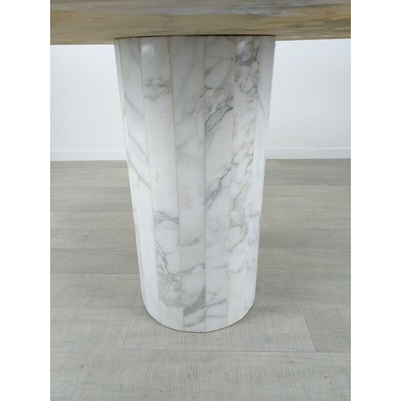 Table ronde vintage en marbre par Jean Charles pour Roche Bobois, 1970