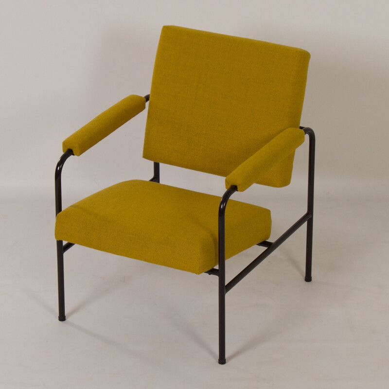 Mid century yellow G 3015 armchair by W.H. Gispen for Riemersma, 1960s