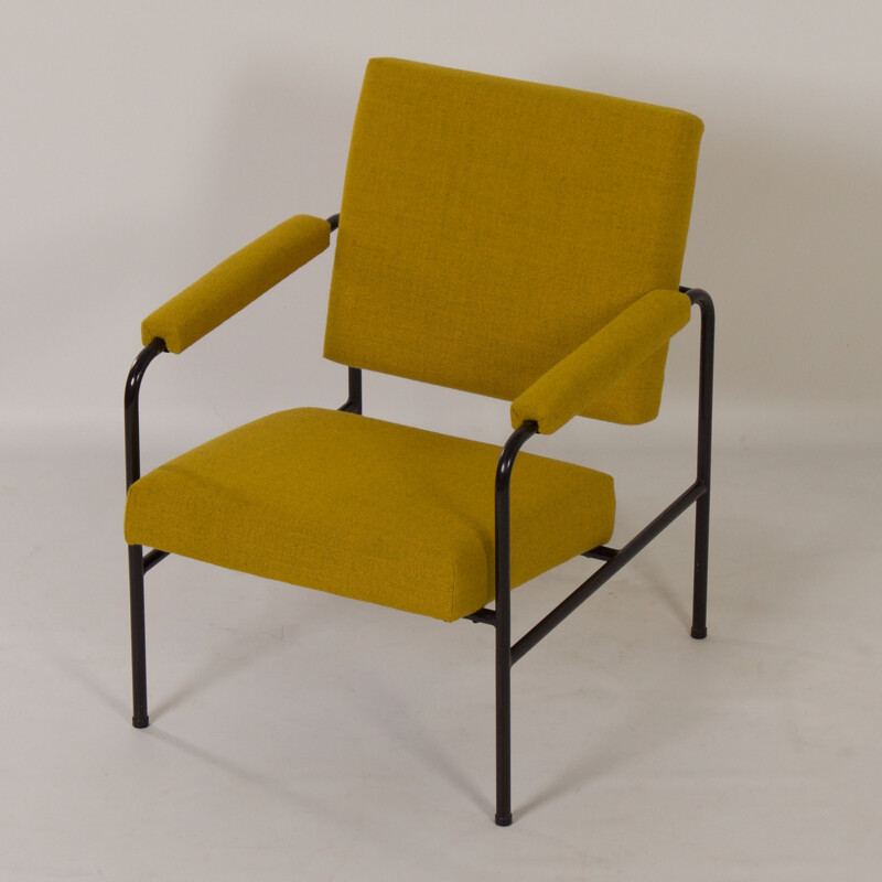 Vintage fauteuil G 3015 geel van W.H. Gispen voor Riemersma, 1960