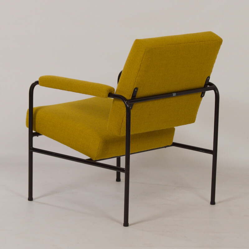 Vintage fauteuil G 3015 geel van W.H. Gispen voor Riemersma, 1960
