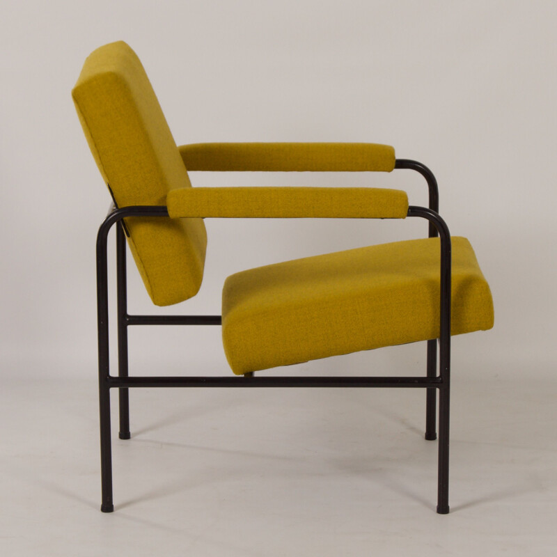 Mid century yellow G 3015 armchair by W.H. Gispen for Riemersma, 1960s