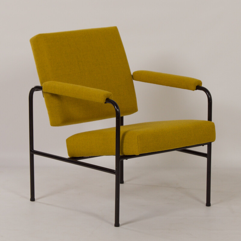 Mid century yellow G 3015 armchair by W.H. Gispen for Riemersma, 1960s