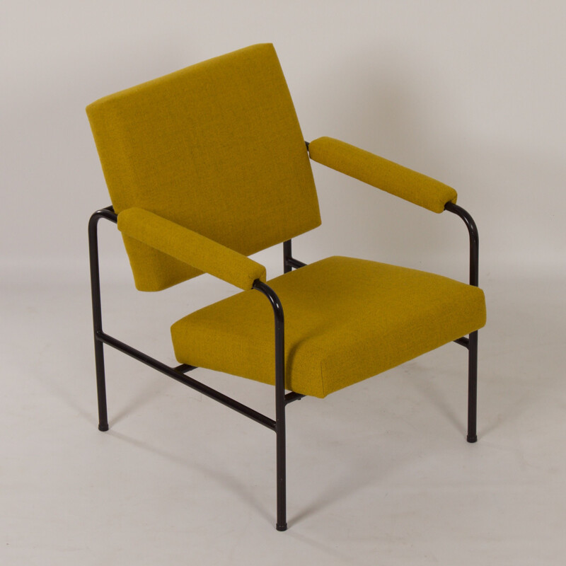 Vintage fauteuil G 3015 geel van W.H. Gispen voor Riemersma, 1960