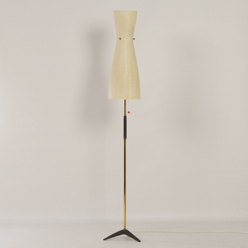 Lampadaire vintage avec abat-jour en fibre de verre, Allemagne 1950