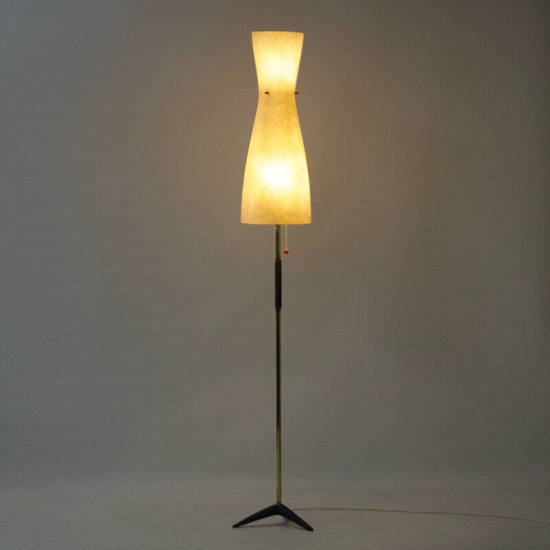 Vintage vloerlamp met glasvezel kap, Duitsland 1950